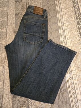 Lee Men’s Straight Jeans - Dark Blue with Brown Leather Patch 33x32